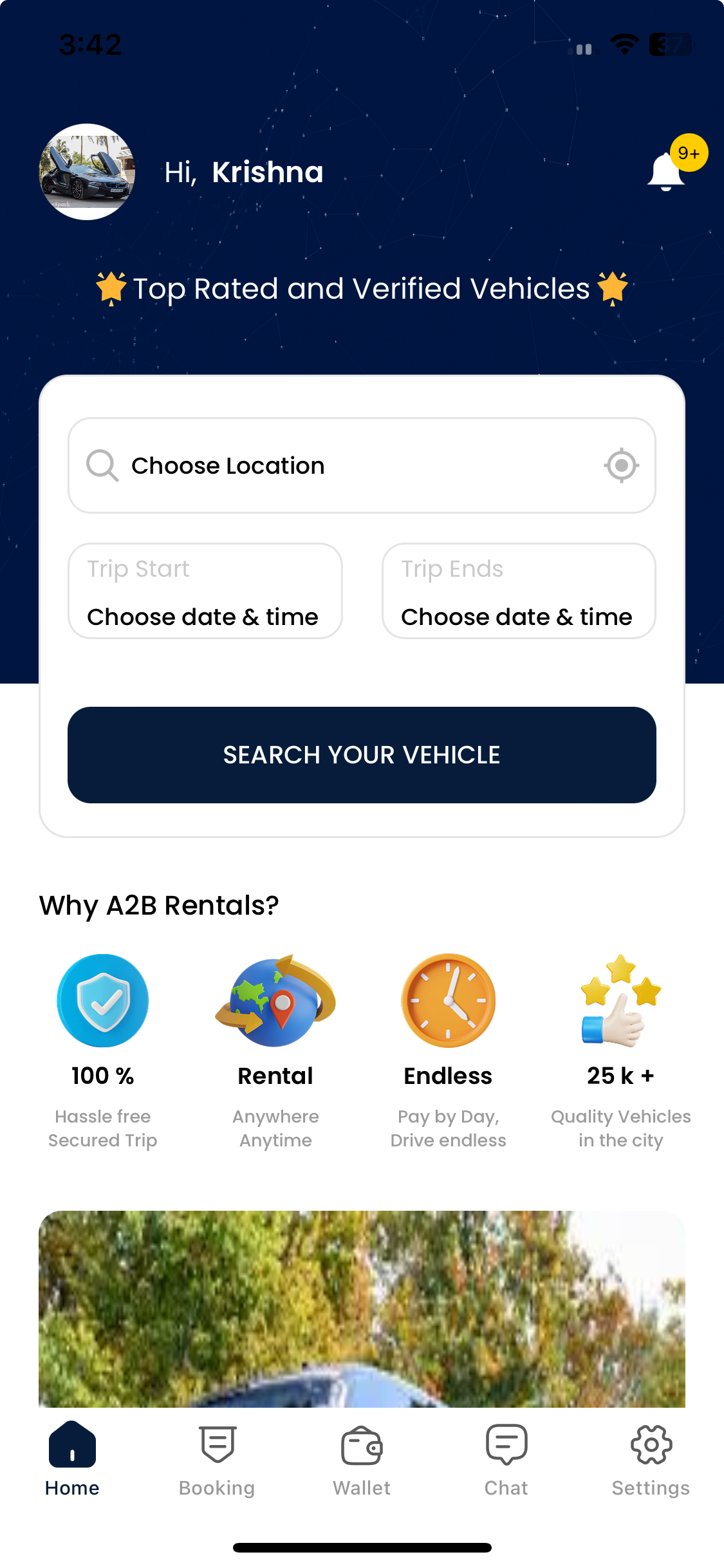 A2B Rental App Mockup